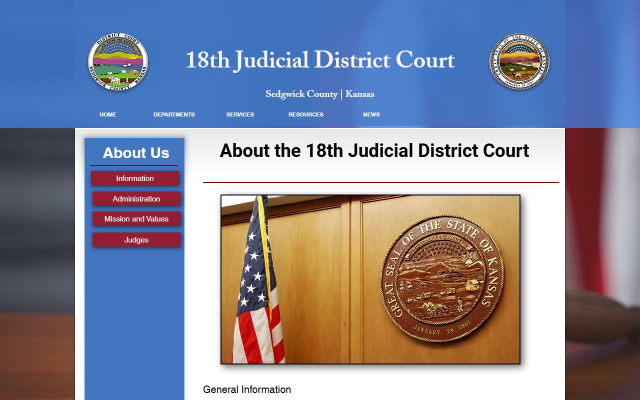 DC18 overview page describing the Sedgwick County court records system