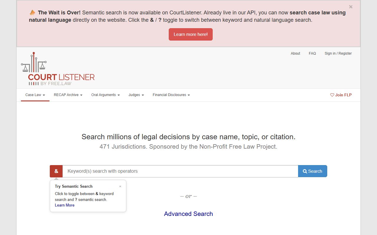 CourtListener legal research tool for federal cases tied to Sedgwick County court records