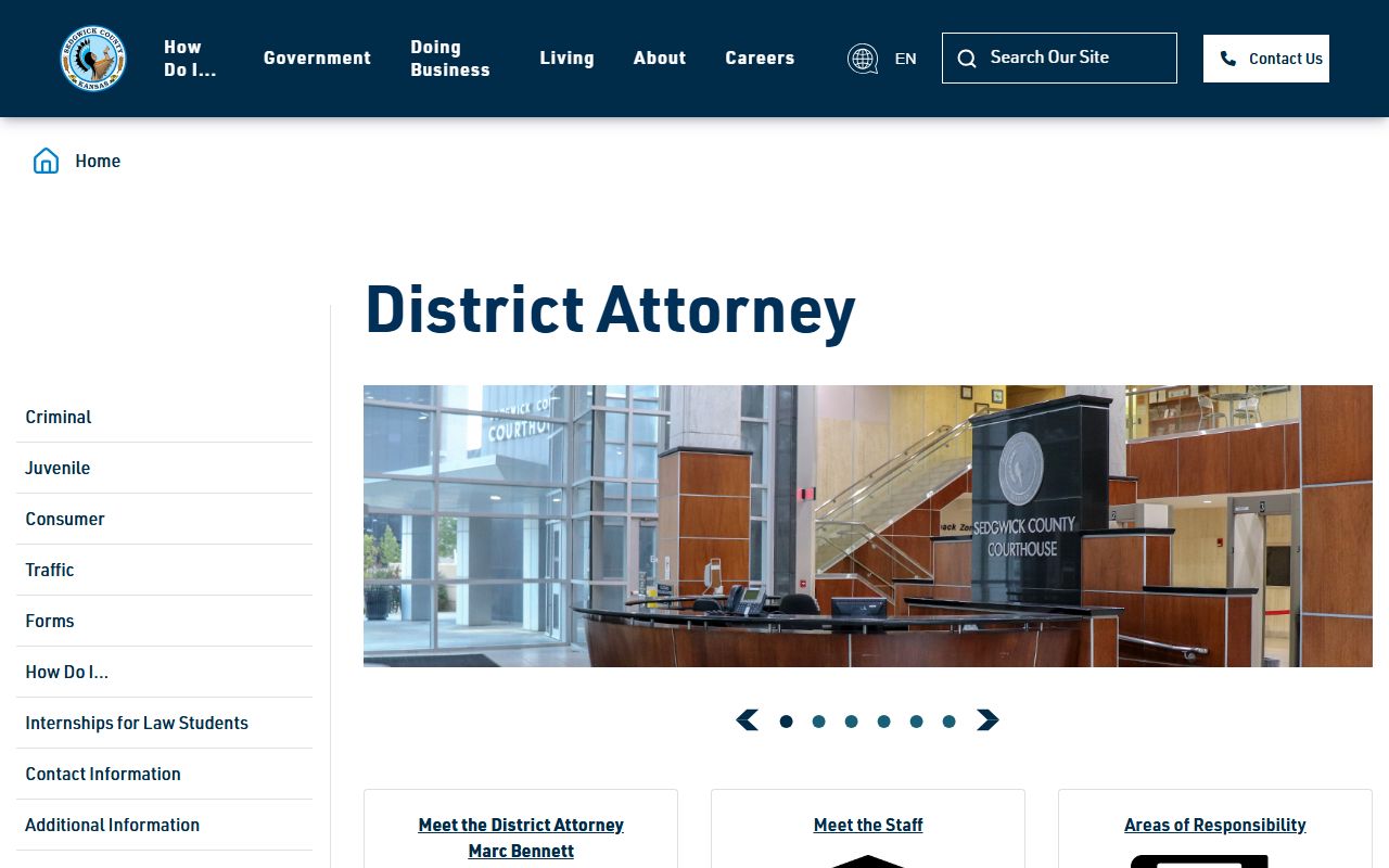 Sedgwick County District Attorney alternate page, separate from court clerk records