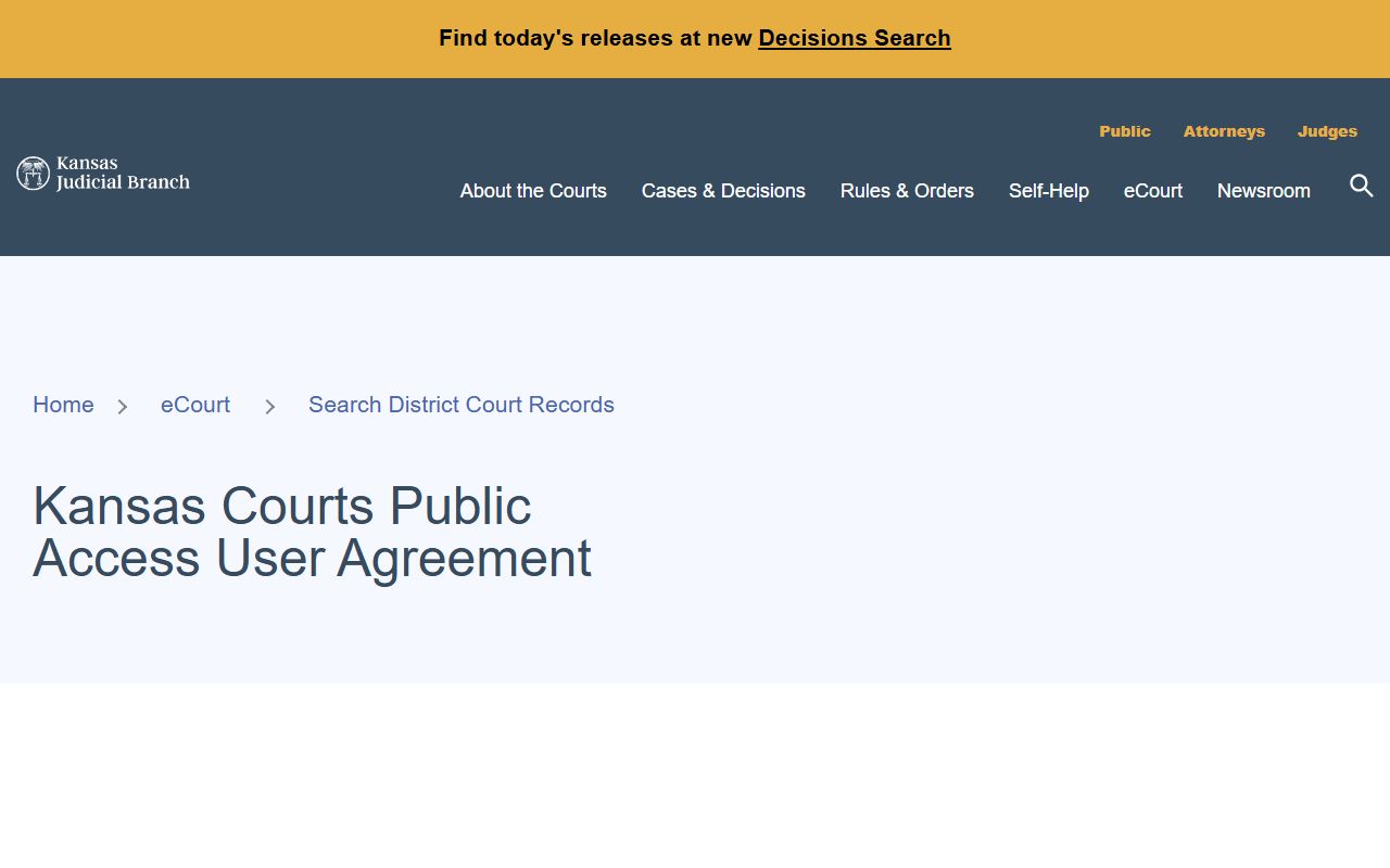 Sedgwick County court records public access portal user agreement