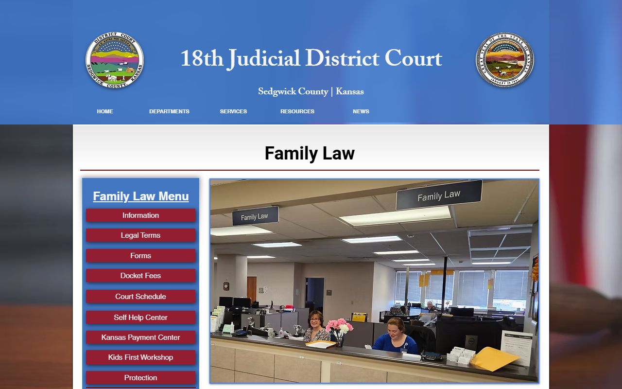 Sedgwick County District Court family law department court records page