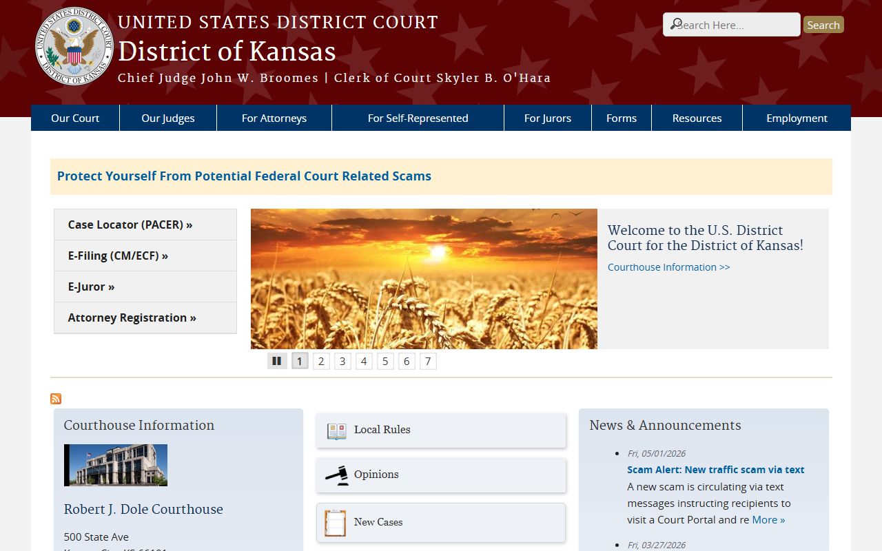 U.S. District Court for the District of Kansas, separate from Sedgwick County District Court