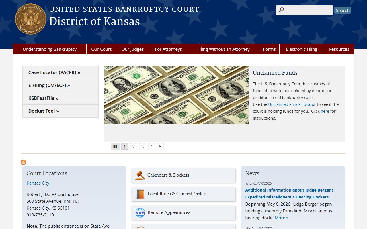 U.S. Bankruptcy Court for the District of Kansas, distinct from county court records