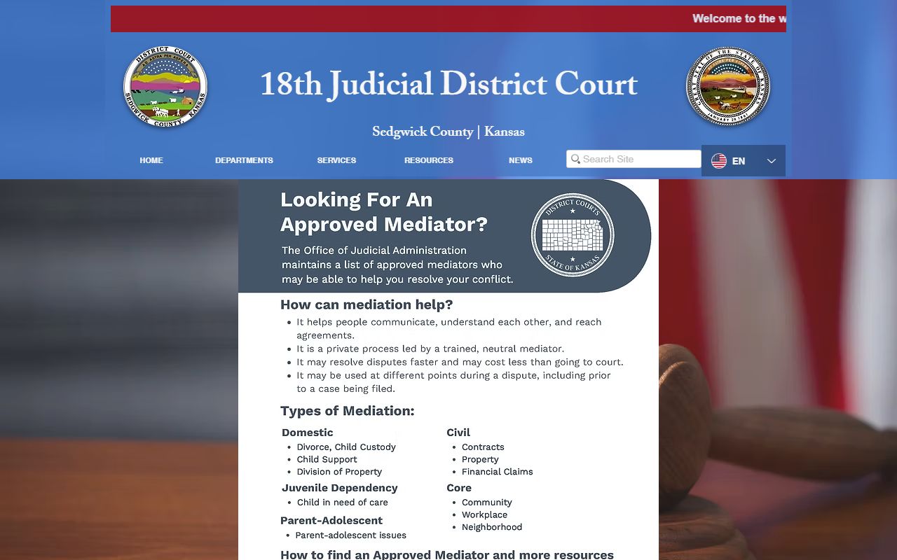 DC18 mediation page tied to Sedgwick County court records