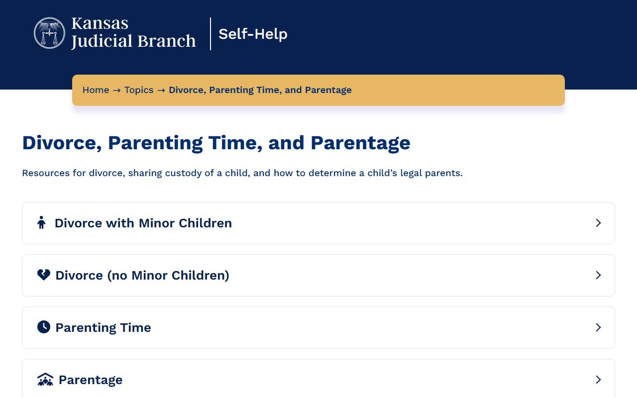 Kansas divorce self-help page for Sedgwick County divorce records