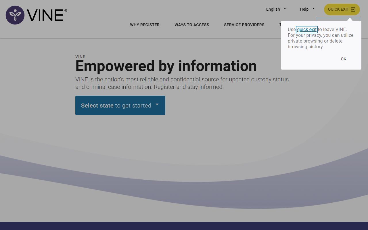 VINELink custody notification system for Sedgwick County released inmates