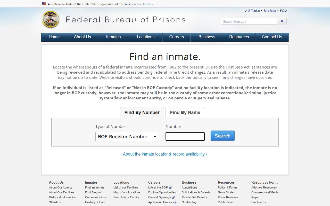 BOP federal inmate locator for cases beyond Sedgwick County released inmates